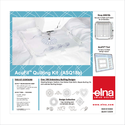 Kit de quilting avec cerceau carré ASQ18B V2 – 184 x 184 mm